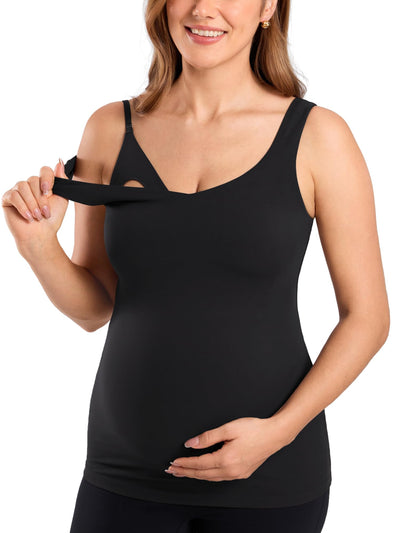 Maternity Nursing Tank Tops Black Medium