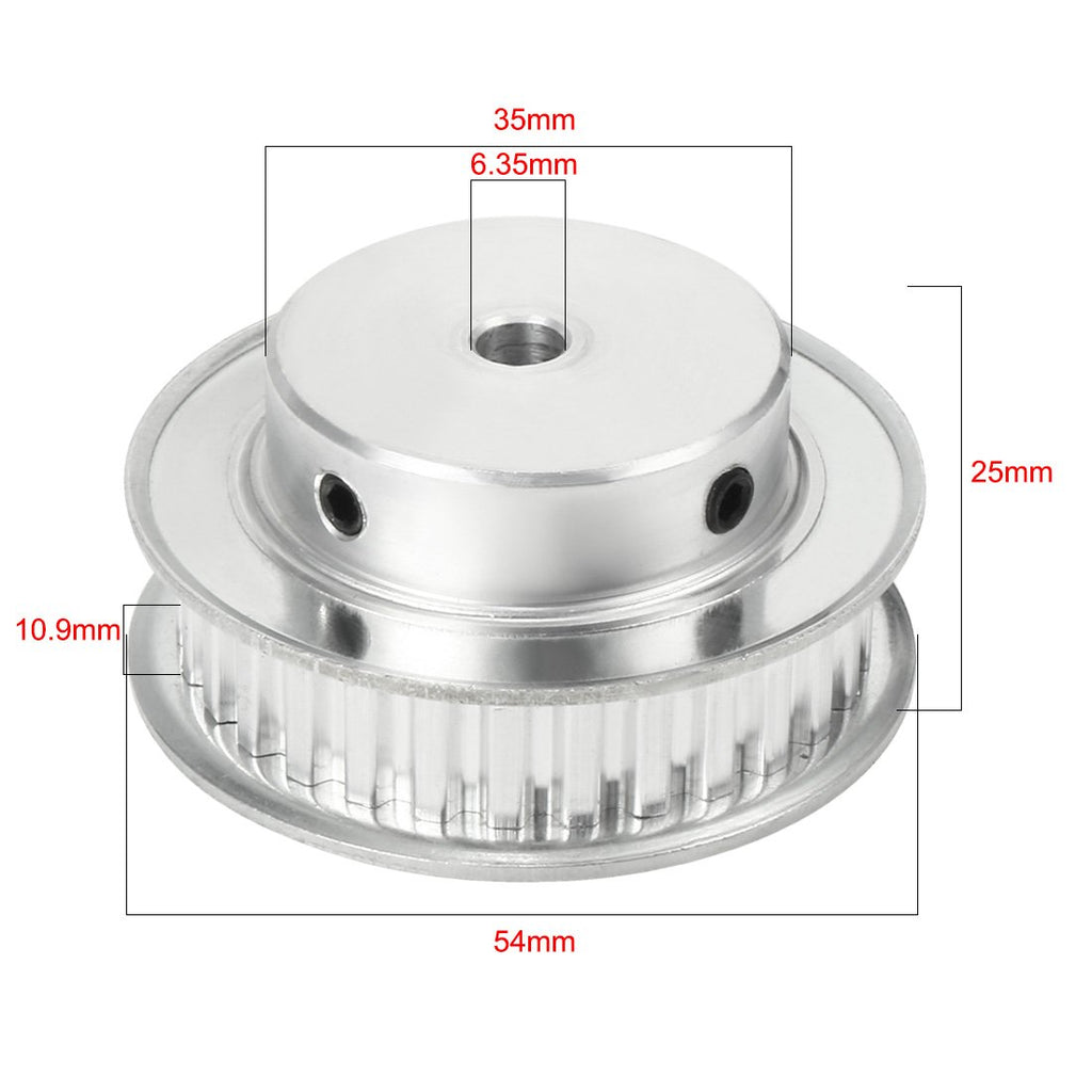 uxcell Aluminum XL 30 Teeth 6.35mm Bore Timing Belt Idler Pulley Flange Synchronous Wheel for 10mm Belt 3D Printer CNC