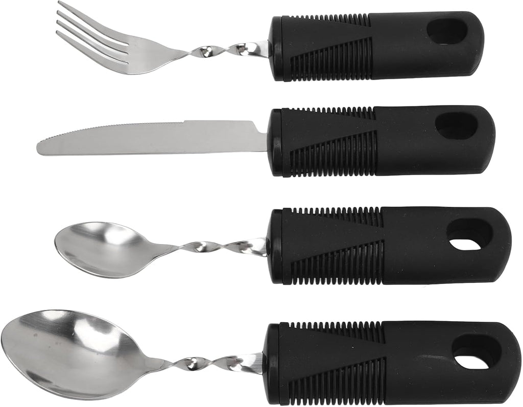 Adaptive Utensils, Weighted Utensils Built up Utensil Easy Grip Silverware Spoon Fork Knife for Elderly Arthritis and