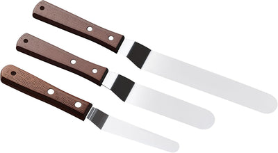 Offset Spatula Set of 3 Pcs - Icing Spatula with 4", 6", 8" Stainless Steel Blades - Cake Spatula Icing Smoother with