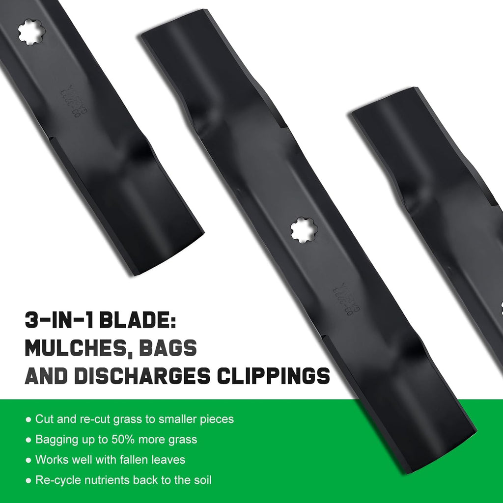 E140 D140 JD D160 Mower Mulching Blades Replacement GY20852 | Fit GX21784 John D-eere E160 E170 E150 LA145 S160 48''
