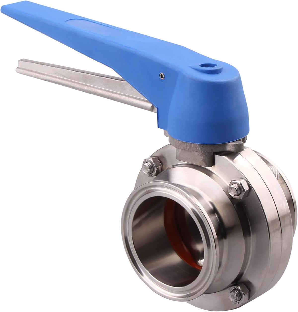DERNORD 2 Pack Butterfly Valve with Blue Trigger Handle Stainless Steel 304 Tri Clamp Clover (2 inch Tri Clamp Butterfly Valve)