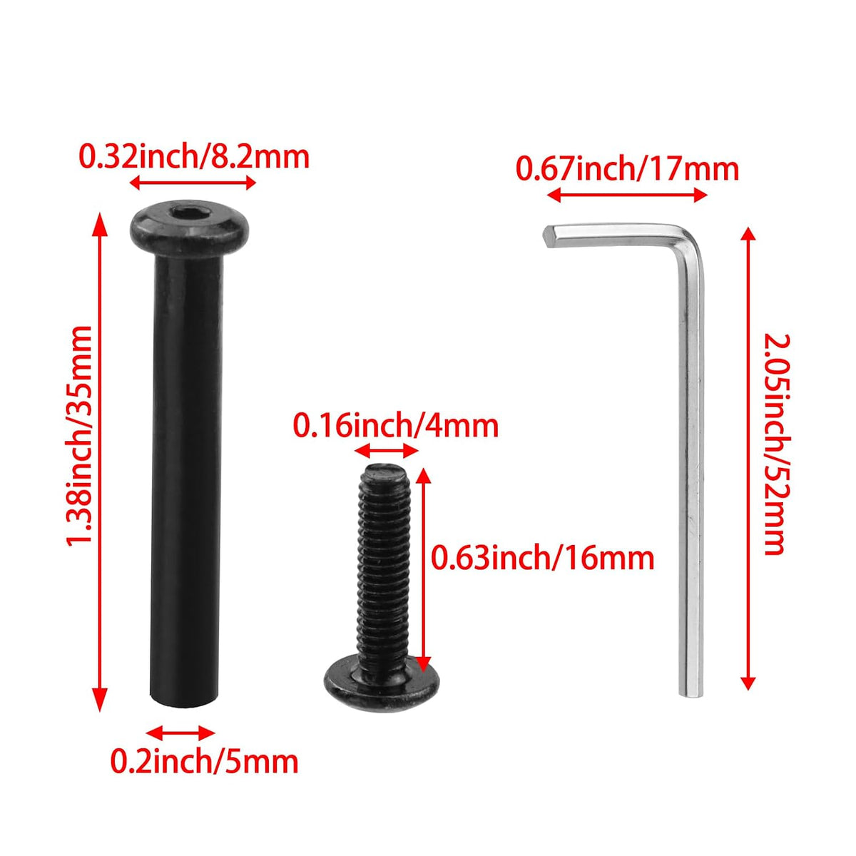 20 Sets M4 x 35mm Black Binding Post Screws,Hex Drive Rivet Socket