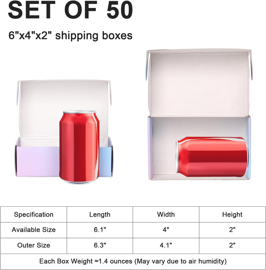 6x4x2 in Small Shipping Boxes for Packaging Small Business, 50 Pack Mailing Boxes Corrugated Cardboard Mailer Gift