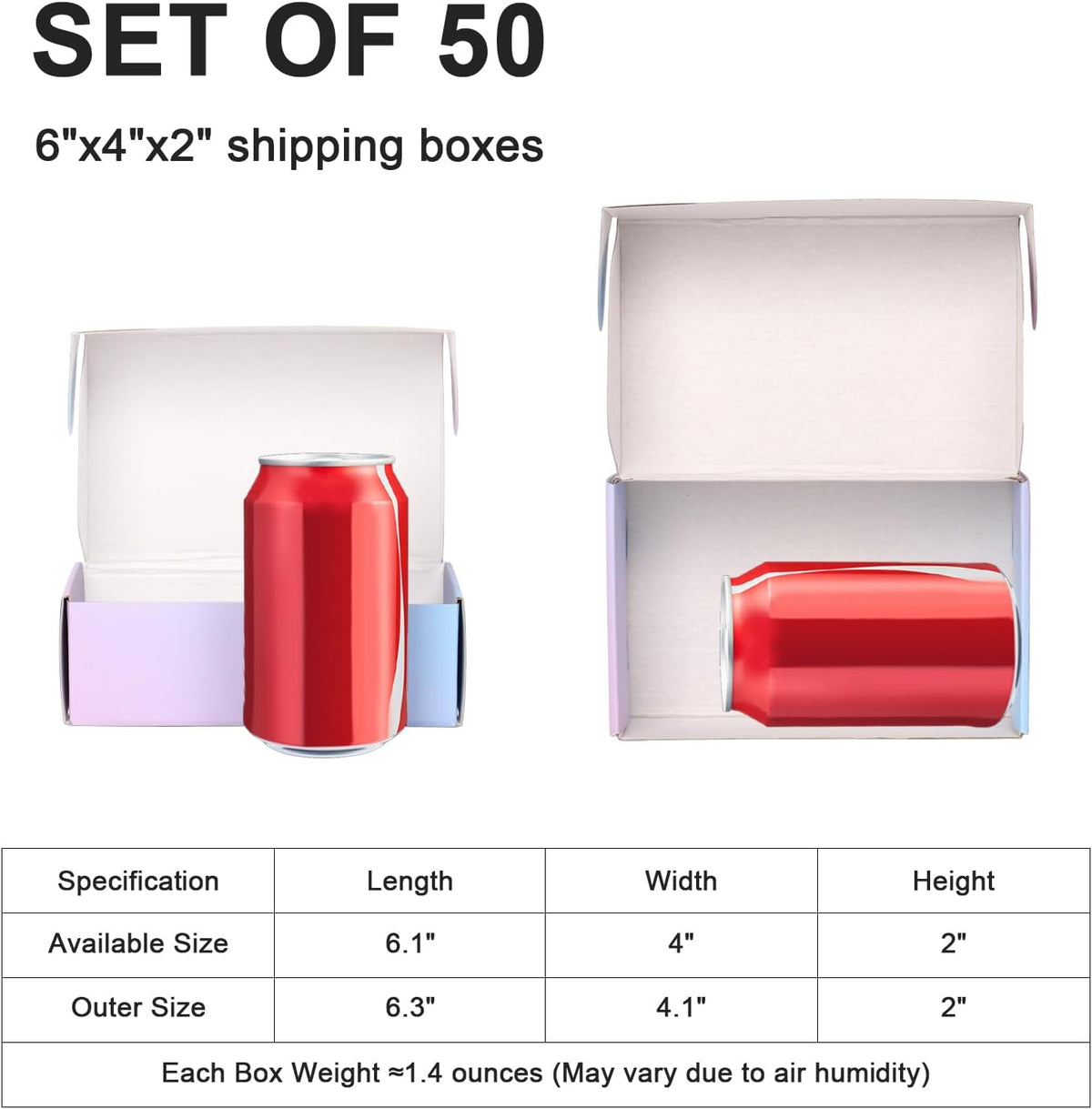 6x4x2 in Small Shipping Boxes for Packaging Small Business, 50 Pack Mailing Boxes Corrugated Cardboard Mailer Gift