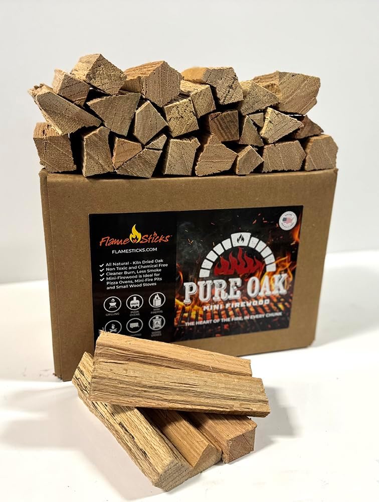 Pizza Oven Wood for Ooni, Gozney, Solo Stove & Bertello – Kiln Dried Oak Mini Logs, 5-6 Inch, 9-10 lbs – Cooking Wood