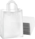 Frosted Shopping Bags with Handles and Cardboard Insert - 10" W x 13 H x 5" Side Gusset - Durable & Reusable