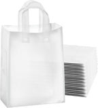 Frosted Shopping Bags with Handles and Cardboard Insert - 10" W x 13 H x 5" Side Gusset - Durable & Reusable