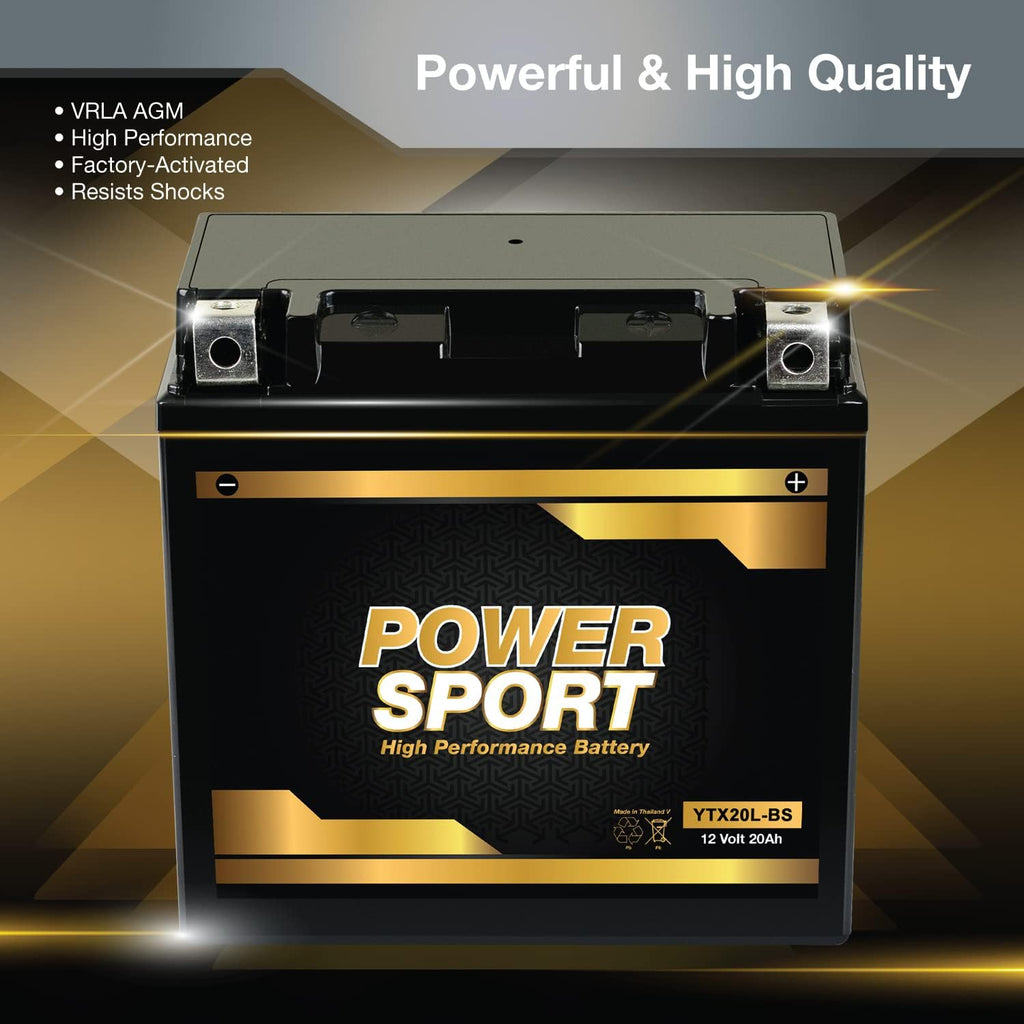 ExpertPower YTX20L-BS 12V 20Ah Battery OEM Replacement SLA AGM, 275 CCA
