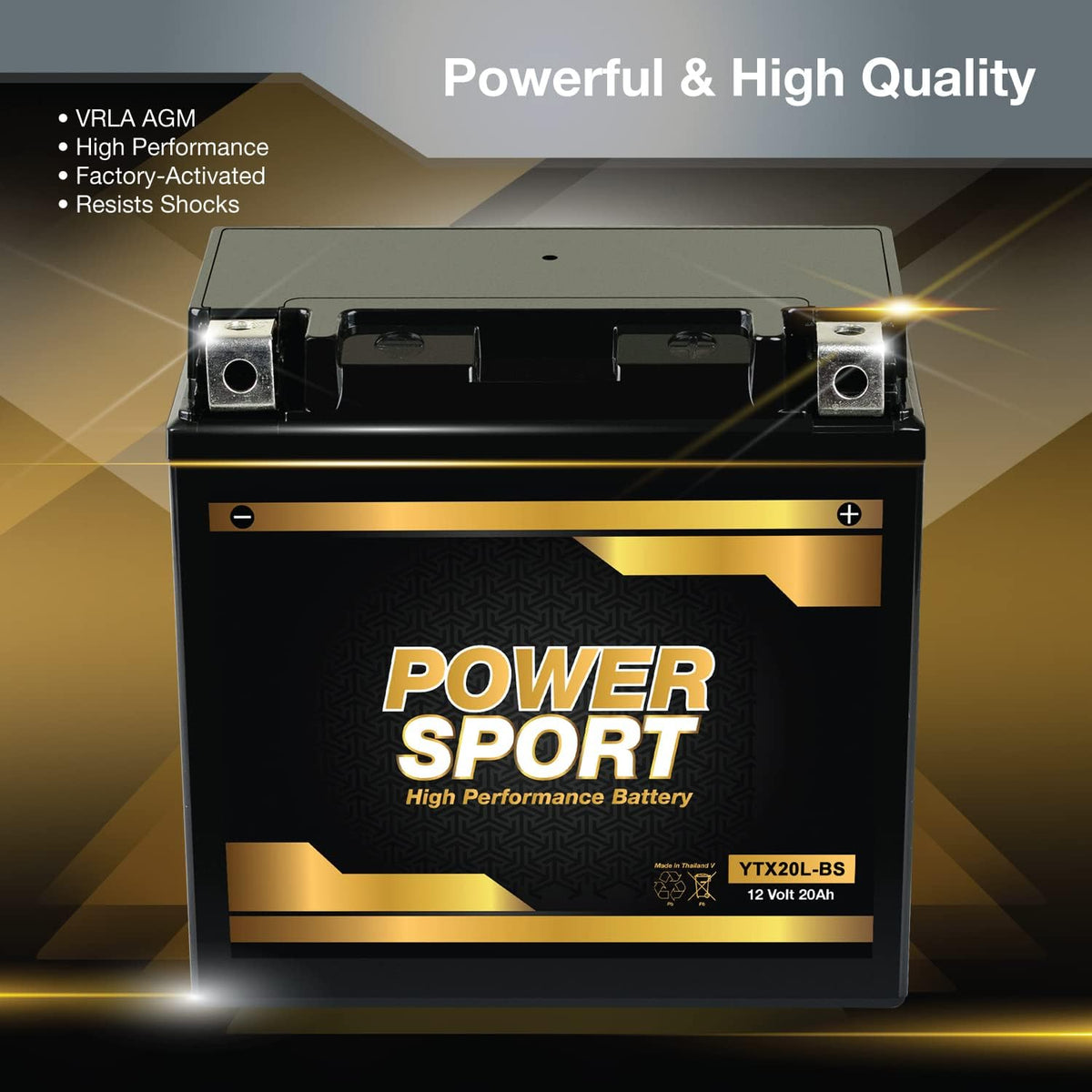 ExpertPower YTX20L-BS 12V 20Ah Battery OEM Replacement SLA AGM, 275 CCA