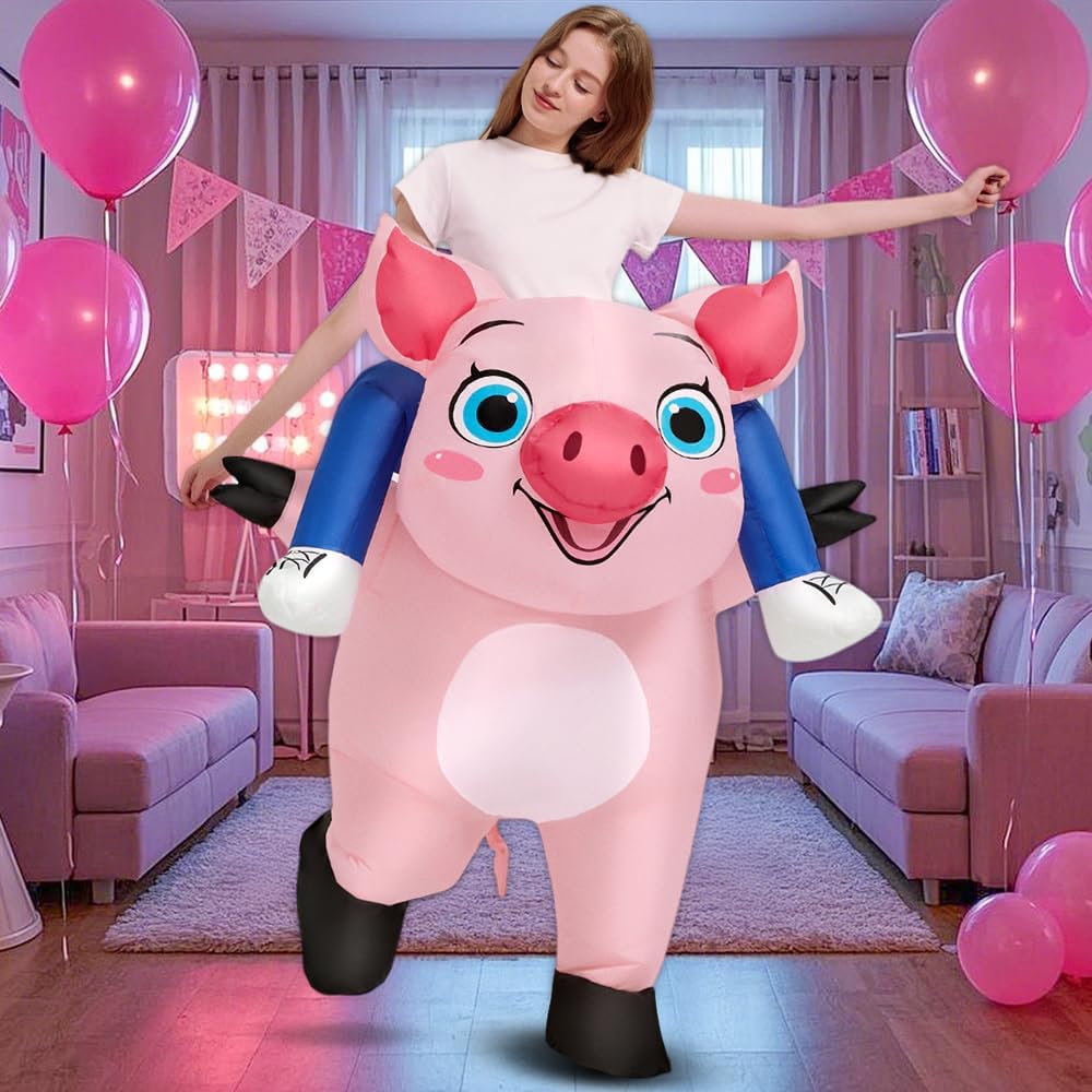 Inflatable Costume Adult,Ride on Pig Costume Inflatable Halloween Costume Women Adult Size,Blow up Costumes for Adult