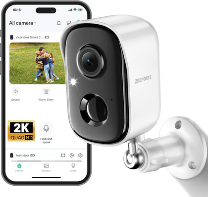 Security Cameras Wireless Outdoor, 2K Cameras for Home Security with Color Night Vision, SD/Cloud Storage,Longer