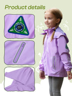 Kids Waterproof Rain Jacket Mesh Lined Purple 10-12T