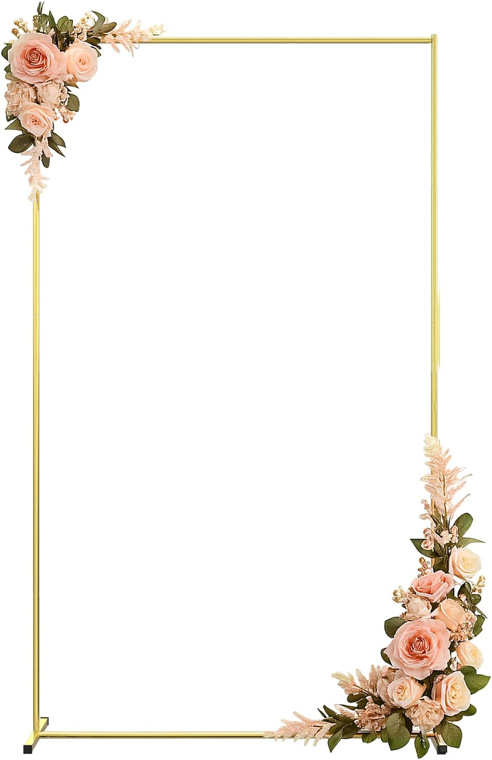 Metal Wedding Arch Backdrop Stand 6.6x3.3 FT Gold Square Balloon Arch Frame for Ceremony Party Birthday Bridal Baby