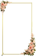 Metal Wedding Arch Backdrop Stand 6.6x3.3 FT Gold Square Balloon Arch Frame for Ceremony Party Birthday Bridal Baby