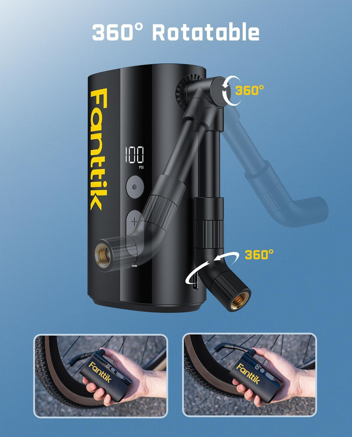 X9 Ace Mini Electric Bike Pump, 150PSI, 32s Inflate, Auto Stop