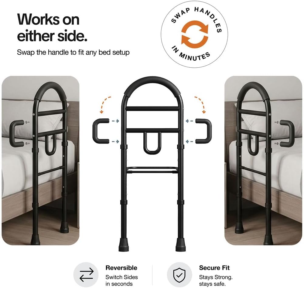 Bed Rails for Elderly Adults Safety Bed Assist Rails for Seniors with Adjustable Heights ASTM Approved Easy to get in
