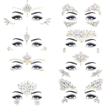 Noctilucent Face Gems Luminous makeup Temporary Tattoo Stickers Acrylic Crystal Glitter Stickers Face Jewels Rainbow