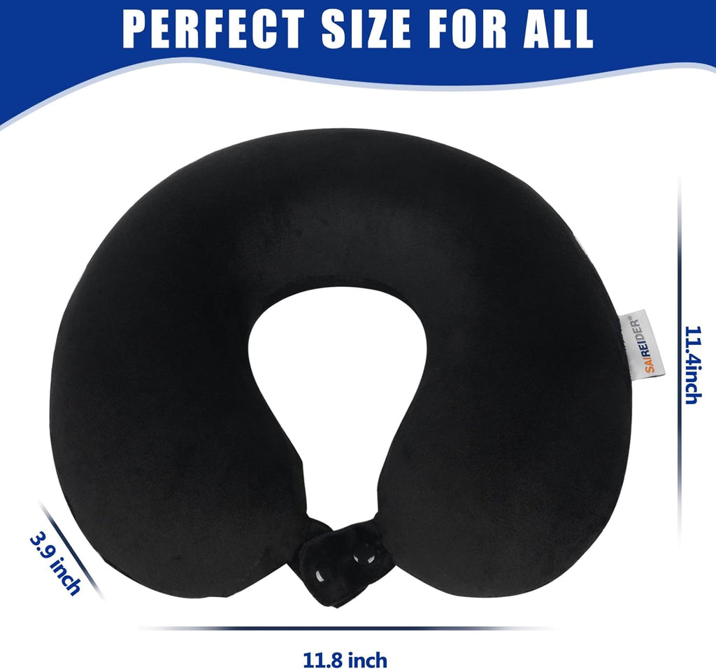 Travel Pillow 100% Pure Memory Foam Travel Neck Pillow, Airplane Pillow for Traveling、Car、Home、Office，Washable