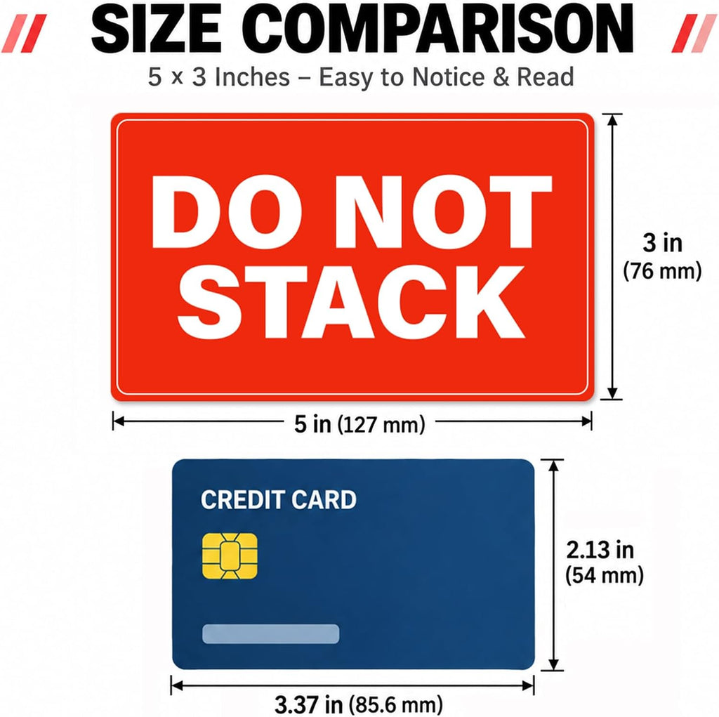 5 x 3 Inches Do Not Stack Labels 500 PCS Waterproof Vinyl Stickers