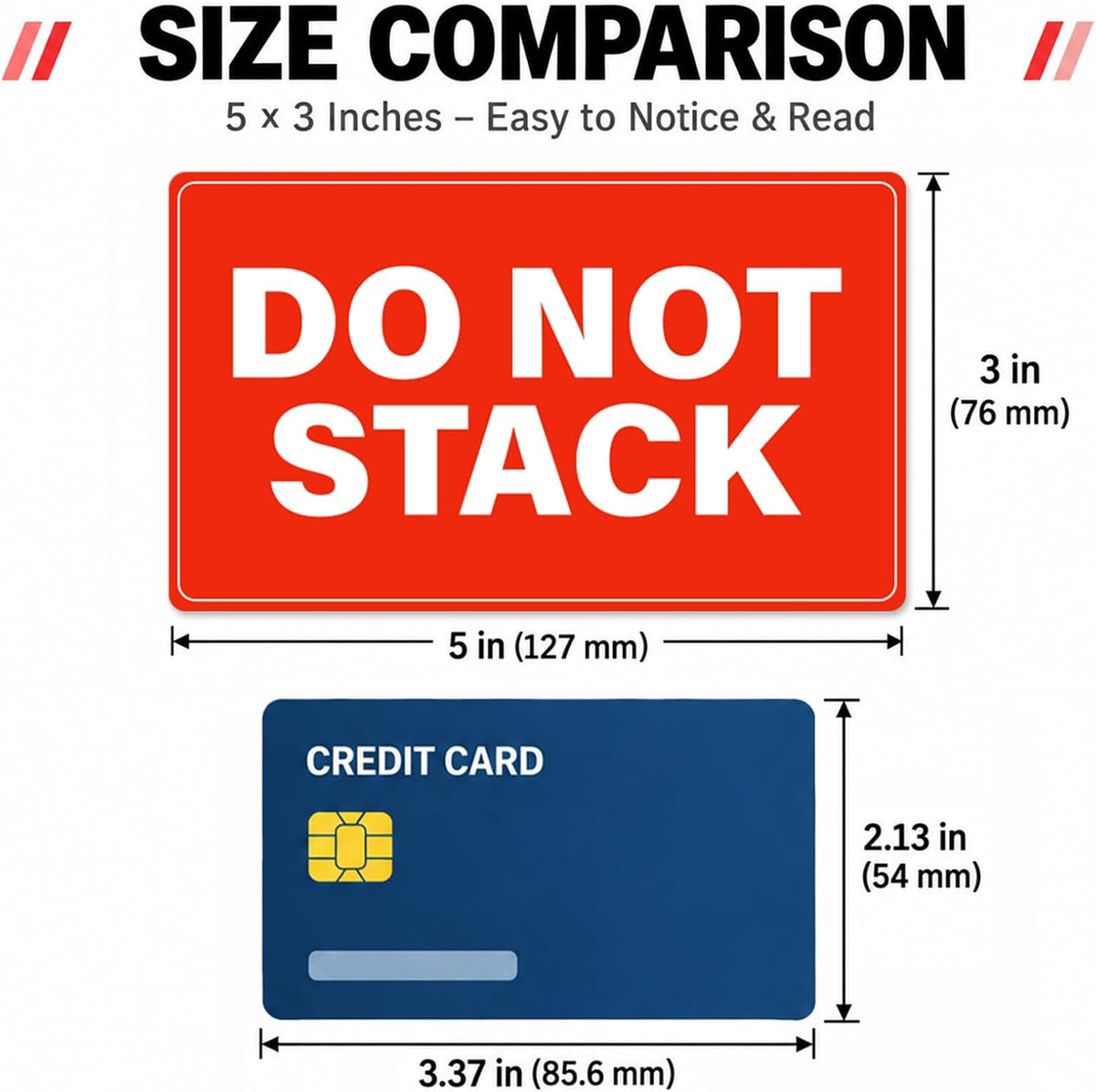 5 x 3 Inches Do Not Stack Labels 500 PCS Waterproof Vinyl Stickers
