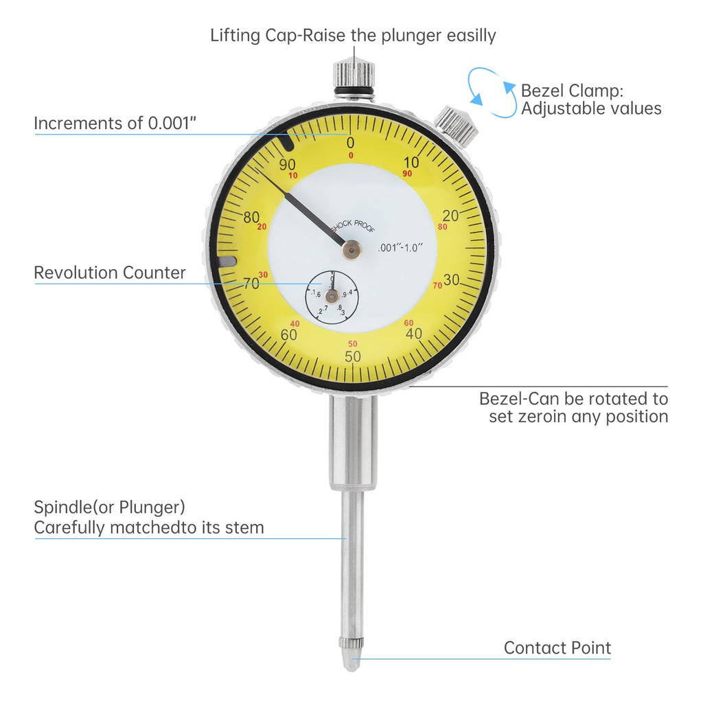 0-1 inch Dial Gauge Tester Indicator, Imperial Scale Dial Indicator