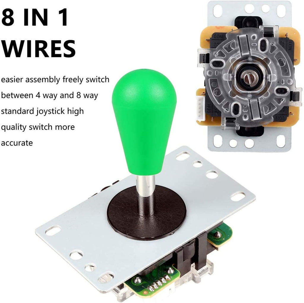 2 Player Arcade Game DIY Kits Part 2 Ellipse Oval Bat Joystick Handles + 20 LED lit Arcade Buttons Green & Blue Kits