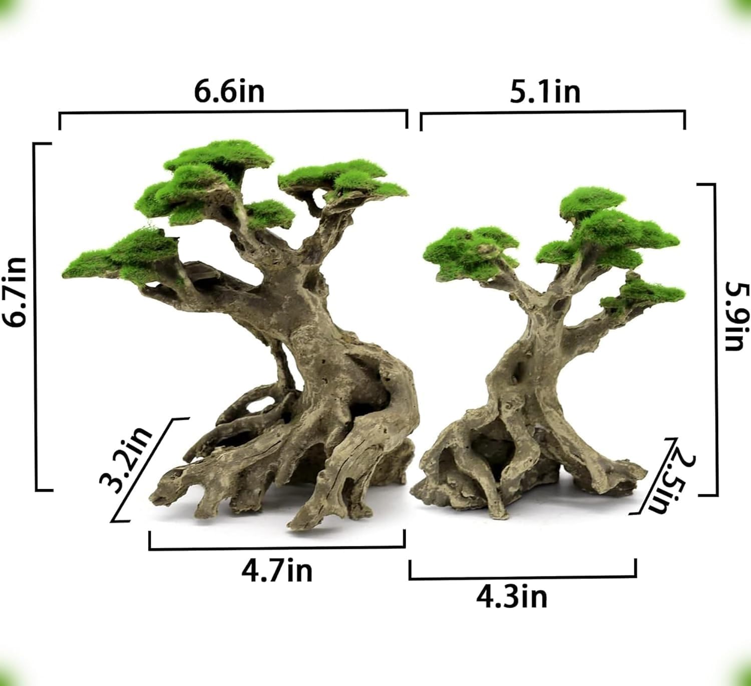 Fish Tank Decor- Bonsai Trees with Faux Moss- Aquarium Rocks Aquascaping- Made of Sandstone, Goldfish Betta Fish Tank