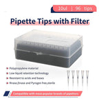 10ul Pipette Tips - Universal Pipette Tips，with Box RNase/DNase Free & Pyrogen Safe, (96 Tips/Rack)