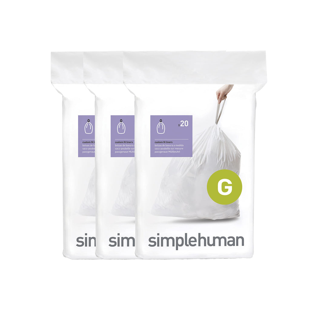 Code G 60 Count Custom Fit Liners, Drawstring Kitchen Trash Bags, One-by-One Mess-Free Dispense, Extra Thick & Double