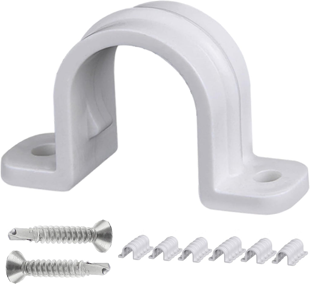 30 Set PVC Pipe Strap Clamps,SCH 1/2 in (20mm - 3/4 in) | Two Hole Plastic Pipe Clips Non-Metallic Conduit Pipe