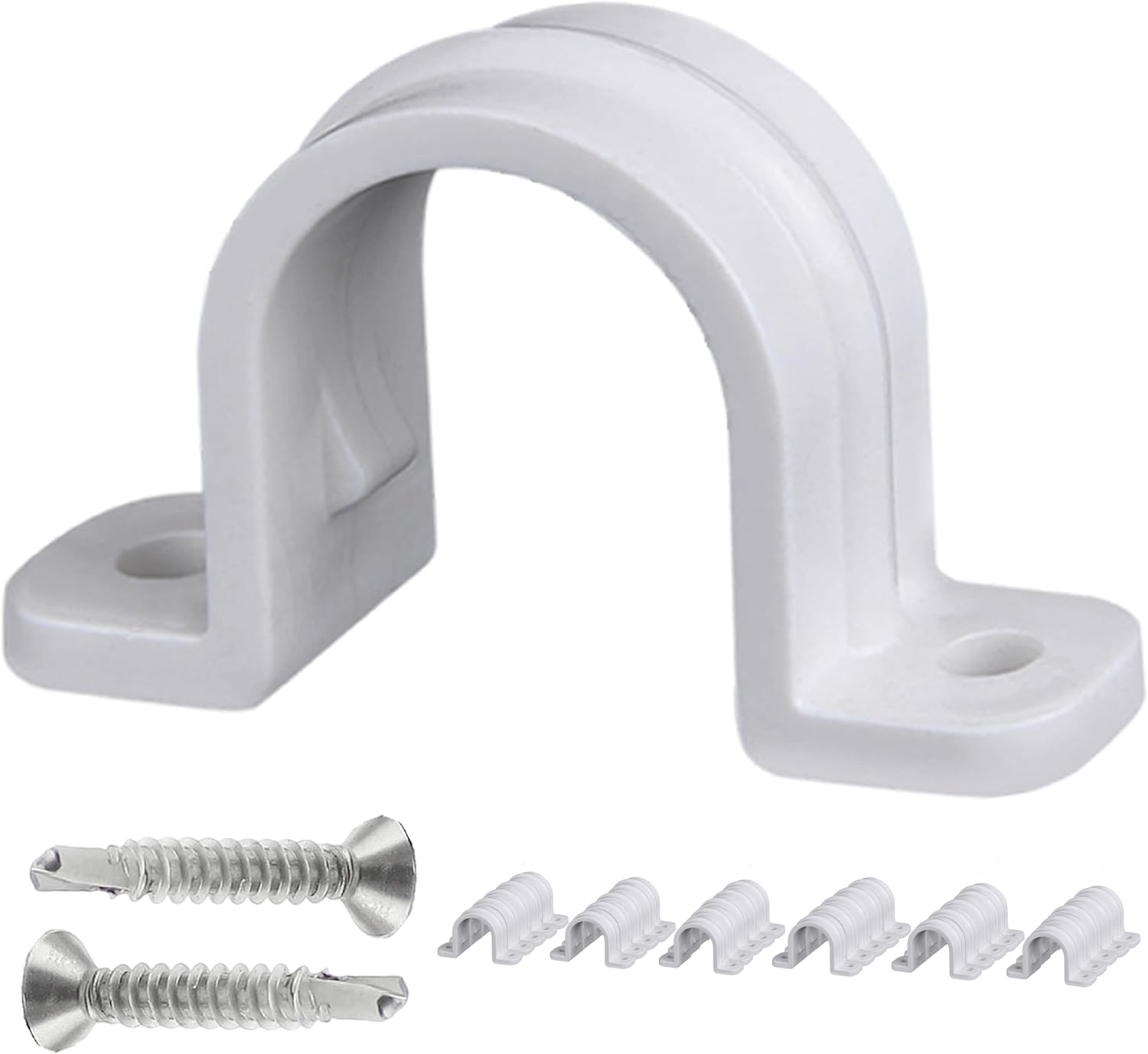 30 Set PVC Pipe Strap Clamps,SCH 1/2 in (20mm - 3/4 in) | Two Hole Plastic Pipe Clips Non-Metallic Conduit Pipe
