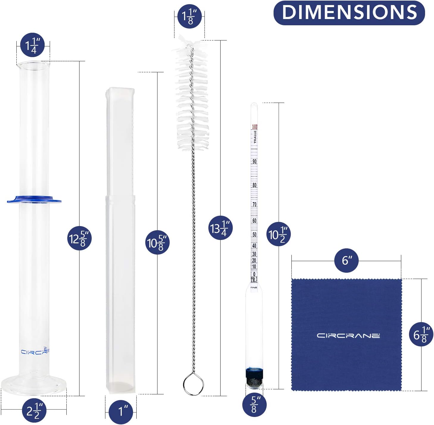 0-200 Proof & Tralle Alcohol Hydrometer with Glass Test Jar Kit, Accurate Tester & Glass Cylinder for Liquor