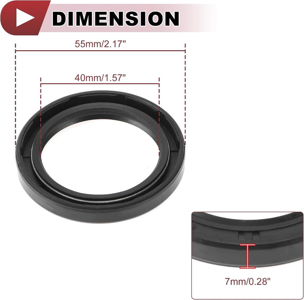 5 Pcs Rotary Shaft Seal High Pressure Oil Seal 40x55x7mm Black Nitrile 70 Durometer Rubber