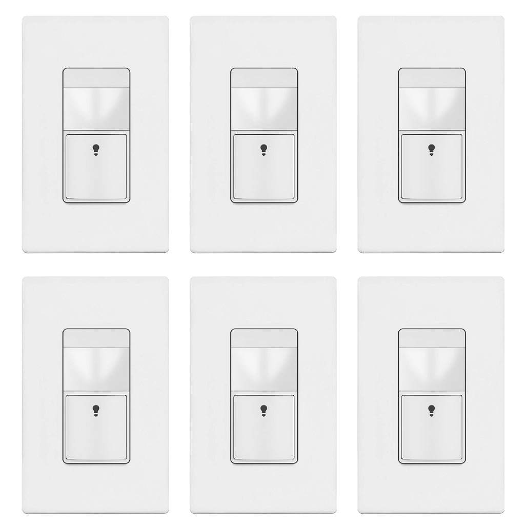 TOPGREENER Motion Sensor Light Switch, No Neutral Required, White, 6 Pack