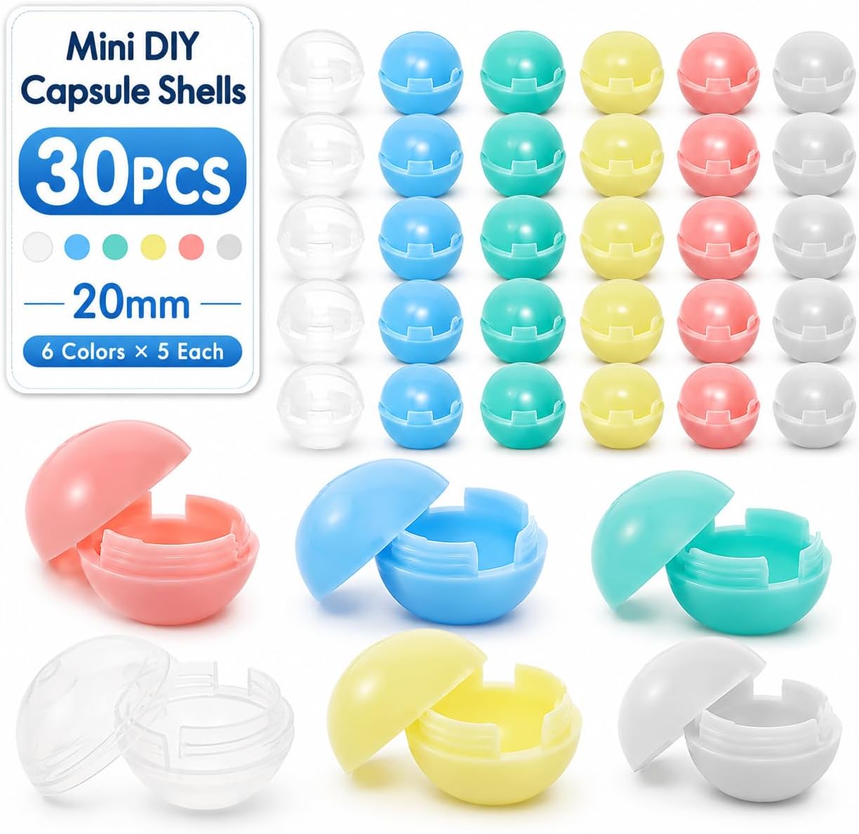 30pcs 25mm Mini Display Capsules: Gumball Machine Capsules for Raffle Tickets, Small Component Storage, Craft Charms