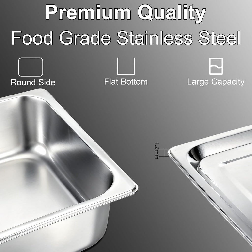 Hotel Pans with Lids 2 Pack 1/1 Size 4" Deep