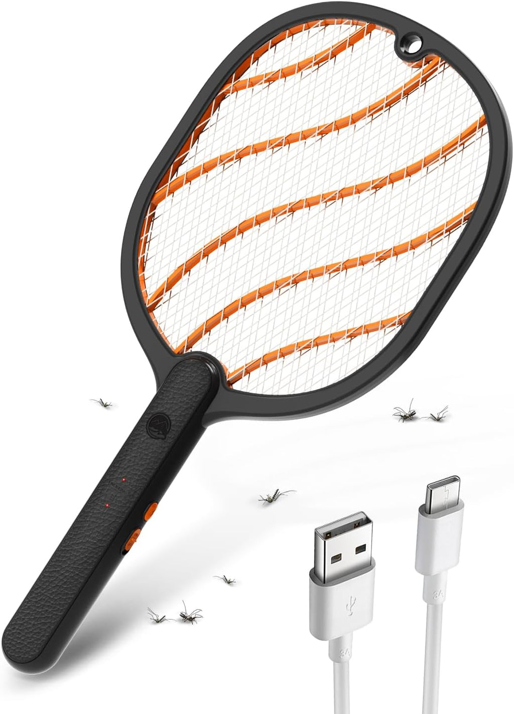 Electric Fly Swatter, 3800V Bug Zapper Racket, Rechargeable 1200mAh Mosquito Killer 3-Layer Safety Mesh Lightweight