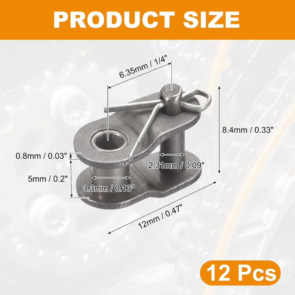 PATIKIL 12Pcs #25 Roller Chain Offset Link Half Links for 04C Chain