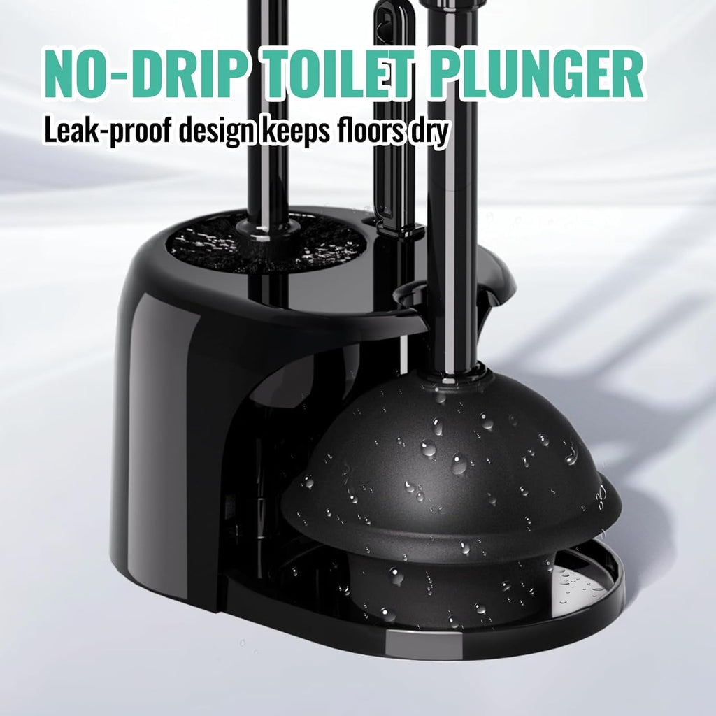 3 in 1 Toilet Brush and Plunger Set with Crevice Cleaning Brush, Toilet Plunger and Brush Set with Extra Long Handle
