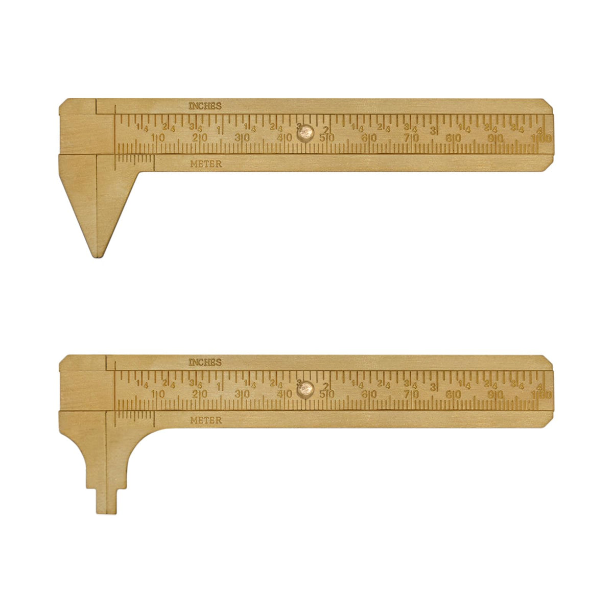 Flylin 2Pcs Brass Pocket Caliper, Brass Sliding Gauge Pocket Caliper