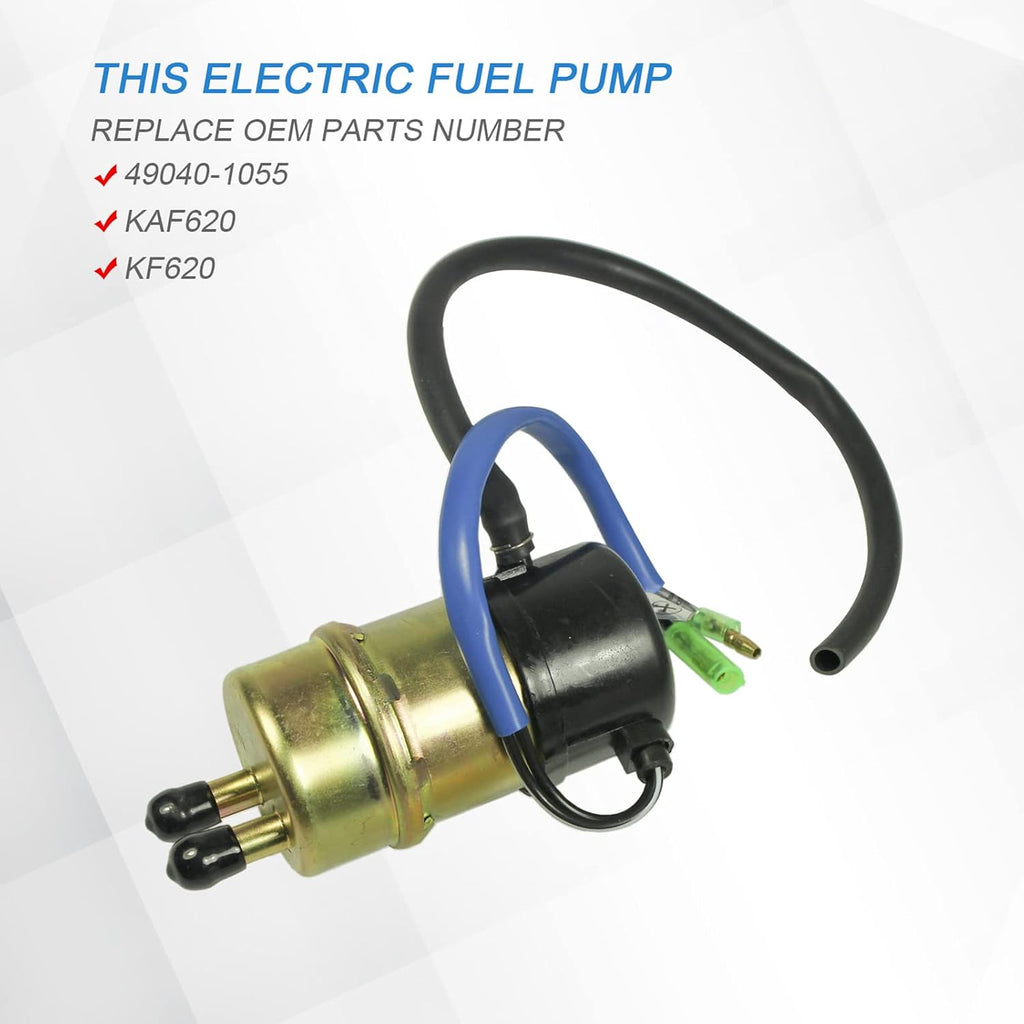 Electric Fuel Pump 12v (8mm In/Outlet) Compatible with Kawasaki Mule 3000 3010 3020 2520 2500 2510 1000 Repalce 49040-1055 KAF620 KF620