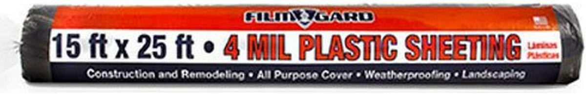 1141017 4 Mil Black Plastic Sheeting, 15 x 25 ft