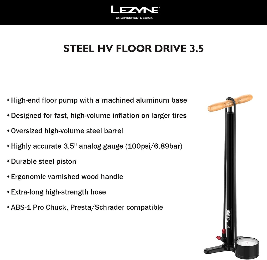 Steel HV Floor Drive 3.5 High Volume Bike Pump
