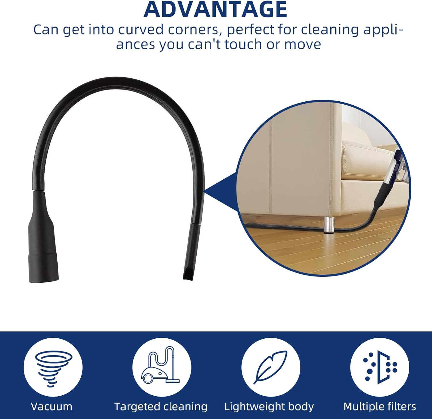 25" Flexible Vacuum Crevice Attachment Tool for Vacuum Hoses All 1-1/4" or 1-3/8" (32mm - 35mm) Flat Slot Nozzle