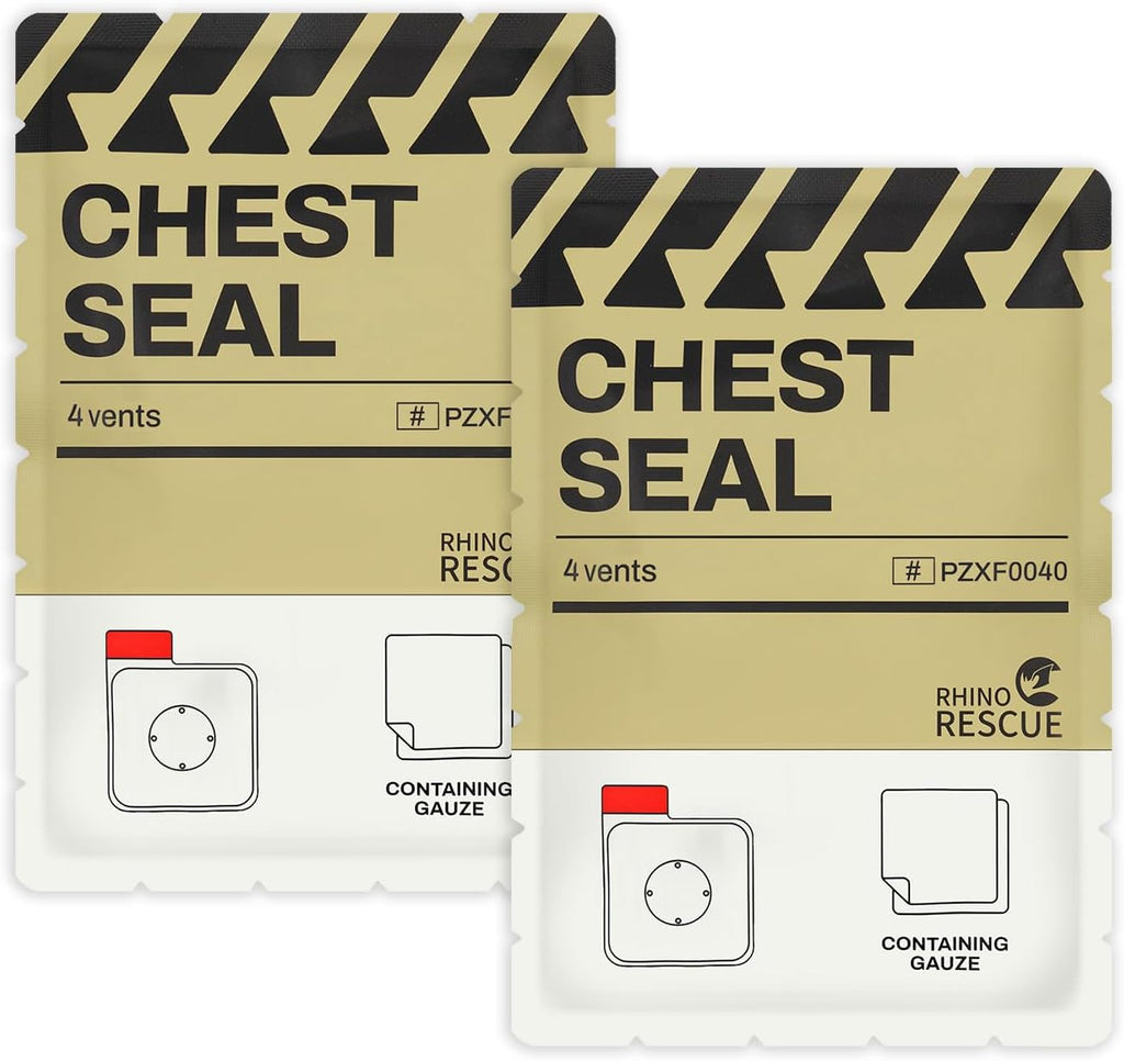 Vented Chest Seal, 4 Vents, Sterile Emergency Trauma Dressing, Occlusive Adhesive Pad, IFAK Trauma Refill Medical
