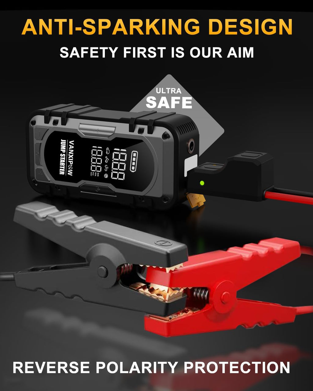 8000A Portable Car Battery Jump Starter with Air Compressor, 150PSI (9.0 L Gas/8.0L Diesel), 12V Jump Box Car Battery