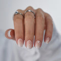 Press On Nails, Short Square Pink Fake Nails, 32Pcs Full Kit
