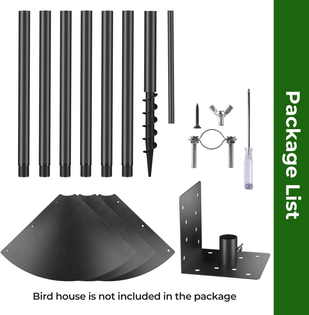 92 Inch Bird House Pole Mount Kit, Adjustable Heavy Duty Feeder Pole for Outdoors, Feeding Station With Squirrel