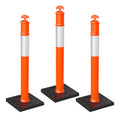 3 Pack 45" Traffic Delineator Posts, Parking Cones, Orange | Detachable Base for Storage; Reflective Strips Aid